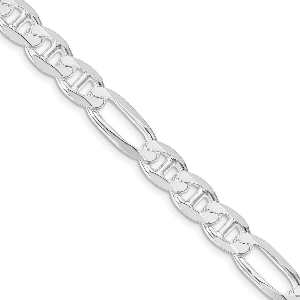 Sterling Silver Rhodium-plated 7.5mm Figaro Anchor Chain Necklace