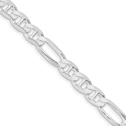Sterling Silver Rhodium-plated 7.5mm Figaro Anchor Chain Necklace