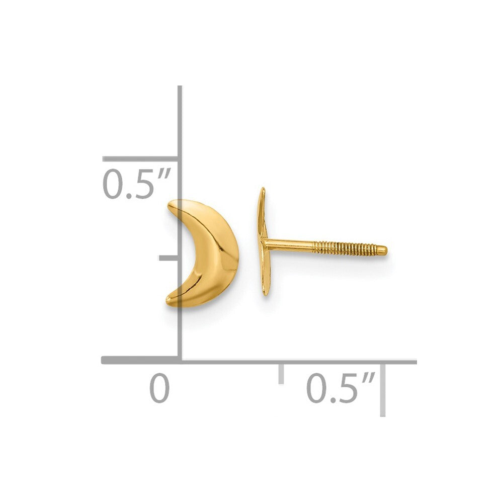 14k Yellow Gold Moon Stud Earrings