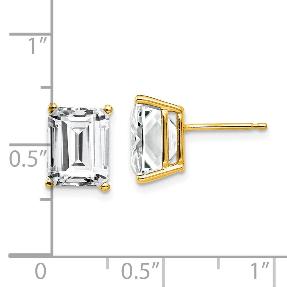 14k Yellow Gold 9x7mm Emerald Cut Cubic Zirconia Stud Earrings Gift for Women
