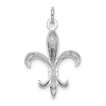 14k White Gold Hollow Fleur De Lis Charm