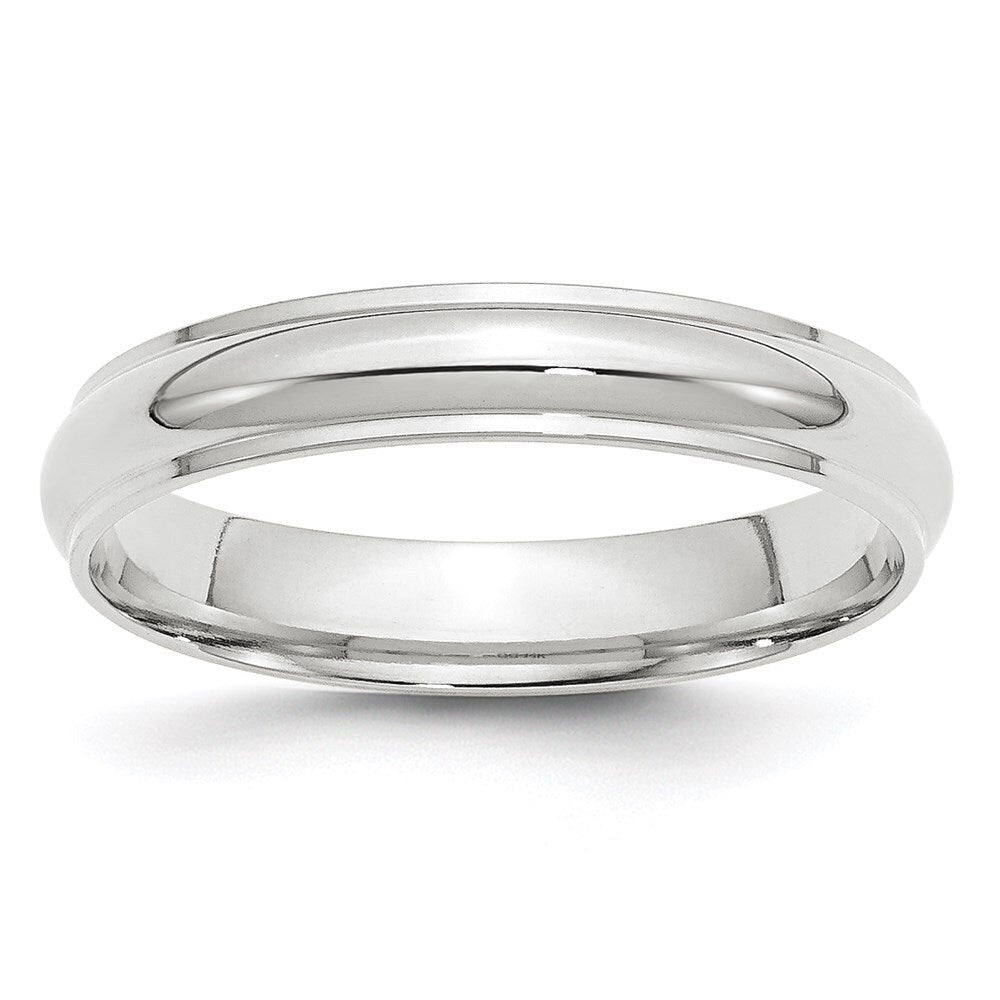 14k White Gold 4mm Half Round with Edge Wedding Band Size 10
