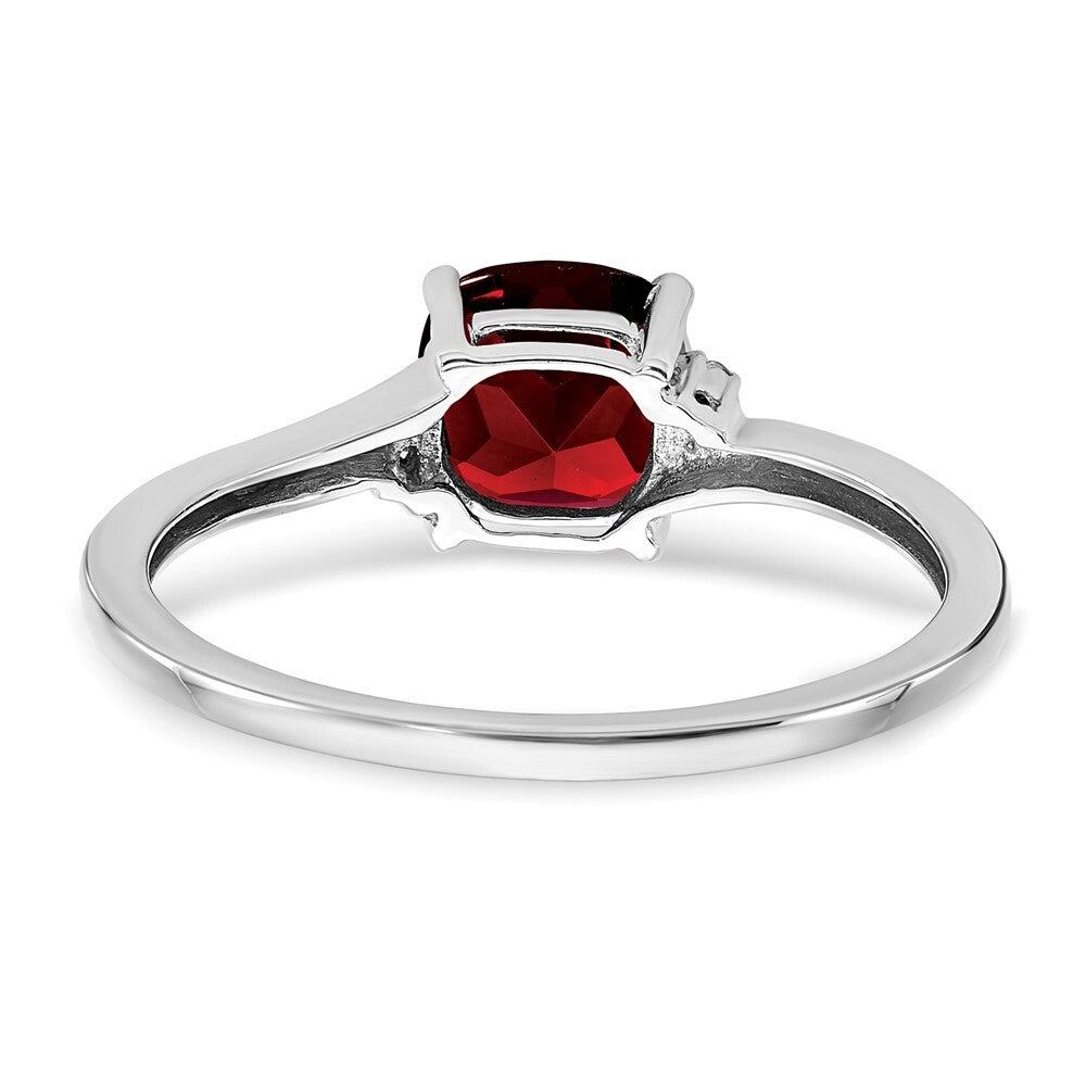 Sterling Silver Rhodium-plated Garnet and Diamond Ring Size 6