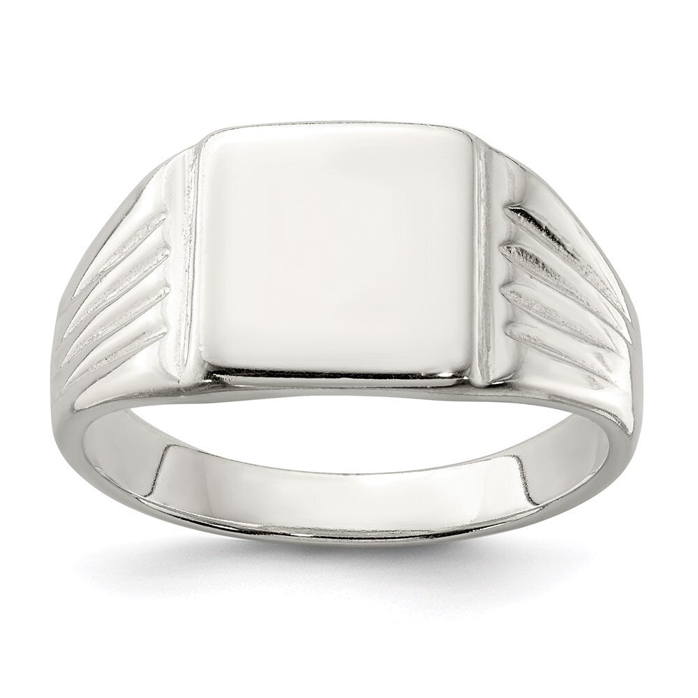 Sterling Silver 11x11mm Open Back Signet Ring Size 9