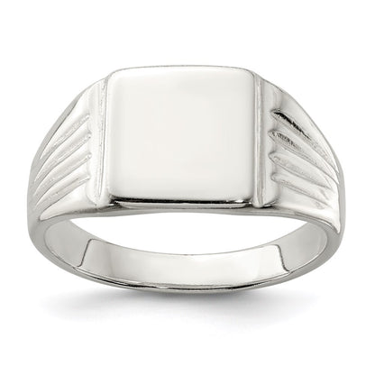 Sterling Silver 11x11mm Open Back Signet Ring Size 9