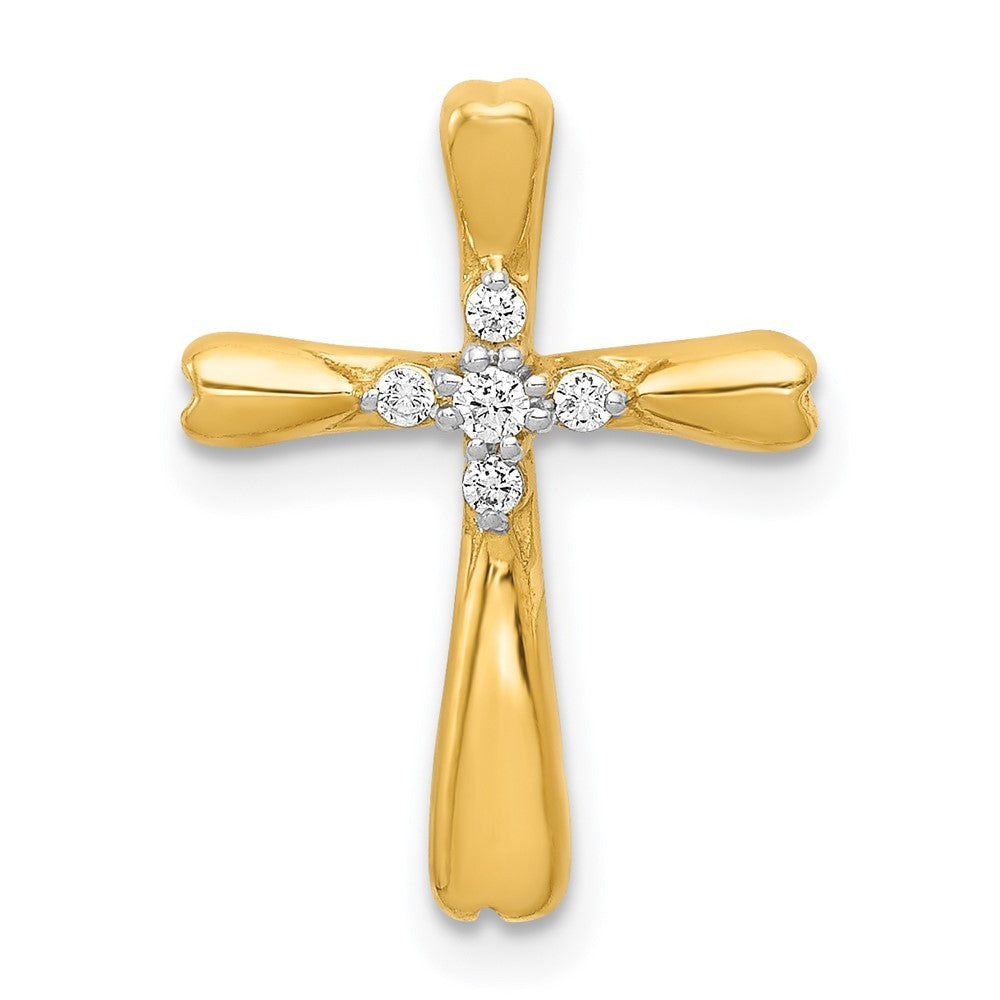 14k Yellow Gold Diamond Cross Slide Pendant