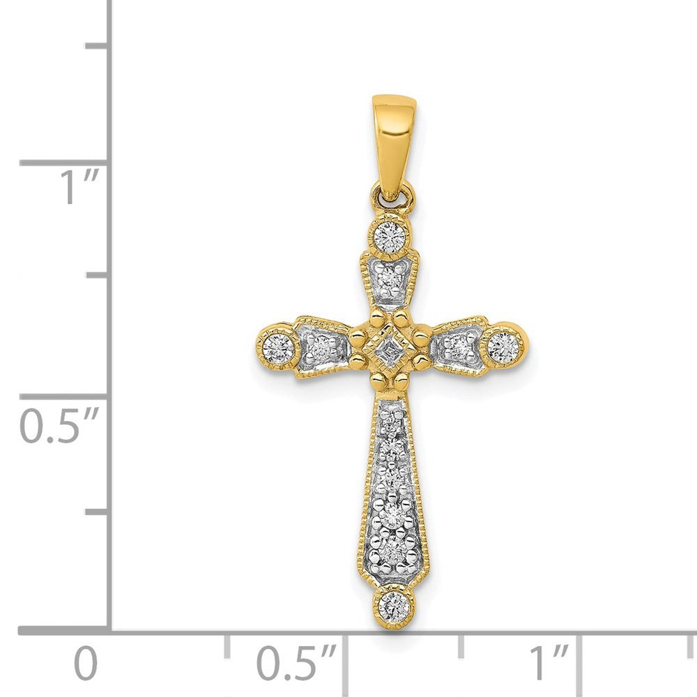 14k Yellow Gold 1/5ct. Diamond Cross Pendant