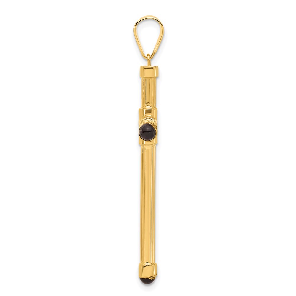 14k Yellow Gold Polished with Black Onyx Cross Pendant