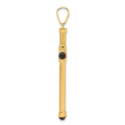 14k Yellow Gold Polished with Black Onyx Cross Pendant