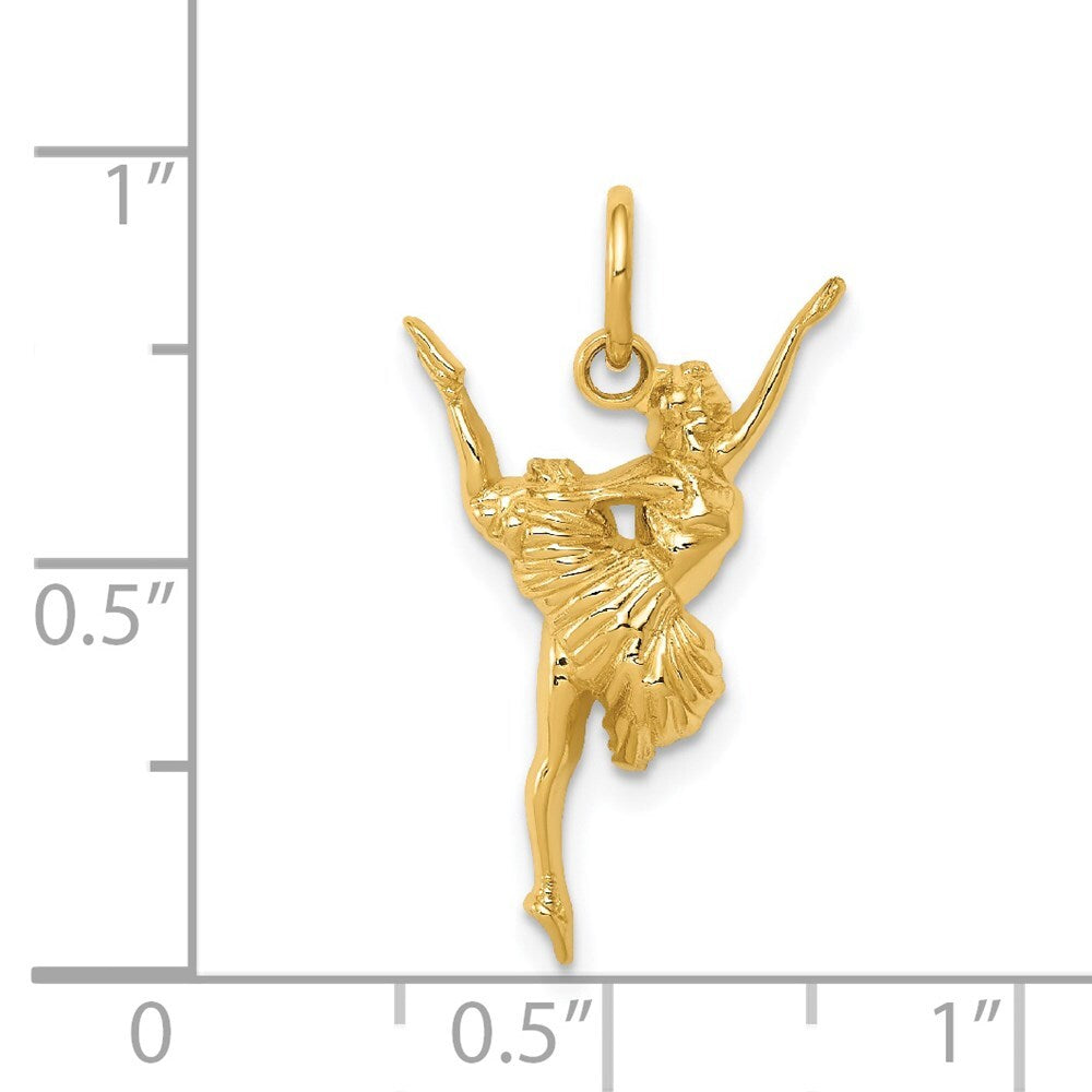 14k Yellow Gold Ballerina Charm Pendant for Women