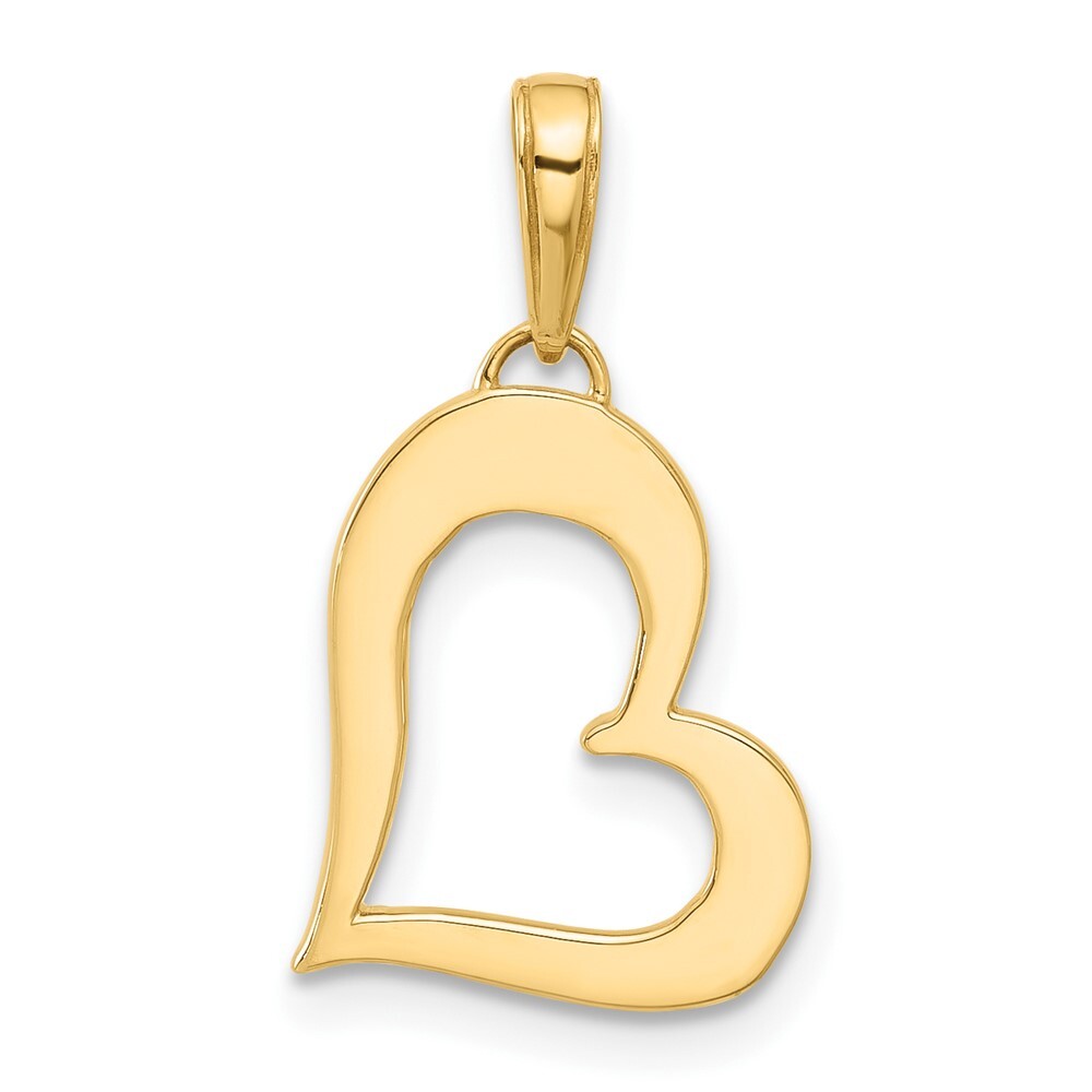 14k Yellow Gold and White Rhodium Diamond-Cut Heart Pendant for Women