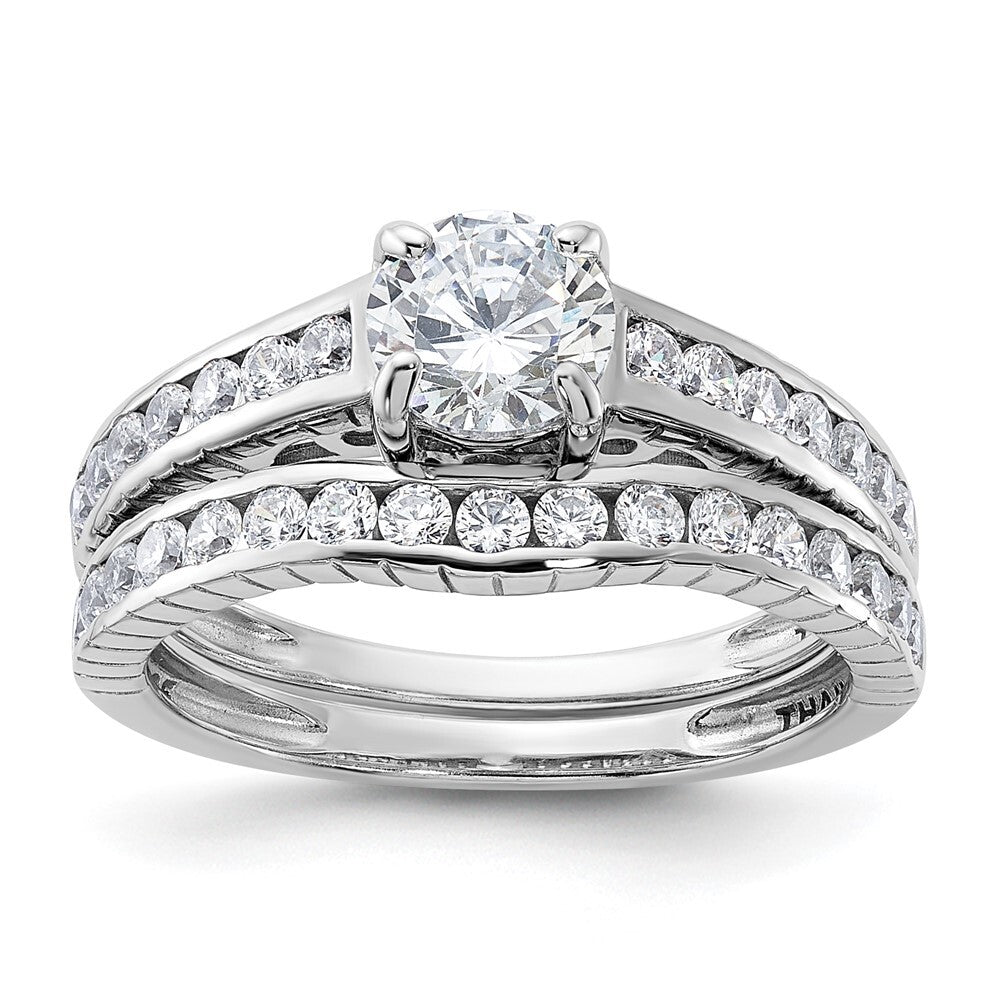 Sterling Silver Rhodium-plated 2-Piece Cubic Zirconia Wedding Set Ring Size 6