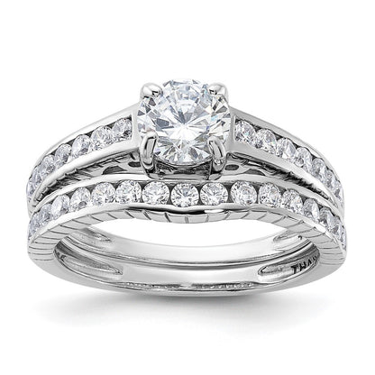 Sterling Silver Rhodium-plated 2-Piece Cubic Zirconia Wedding Set Ring Size 6