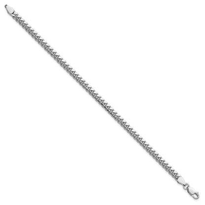Sterling Silver Rhodium-plated 4mm Domed w/ Side Diamond-Cut Curb Chain Bracelet