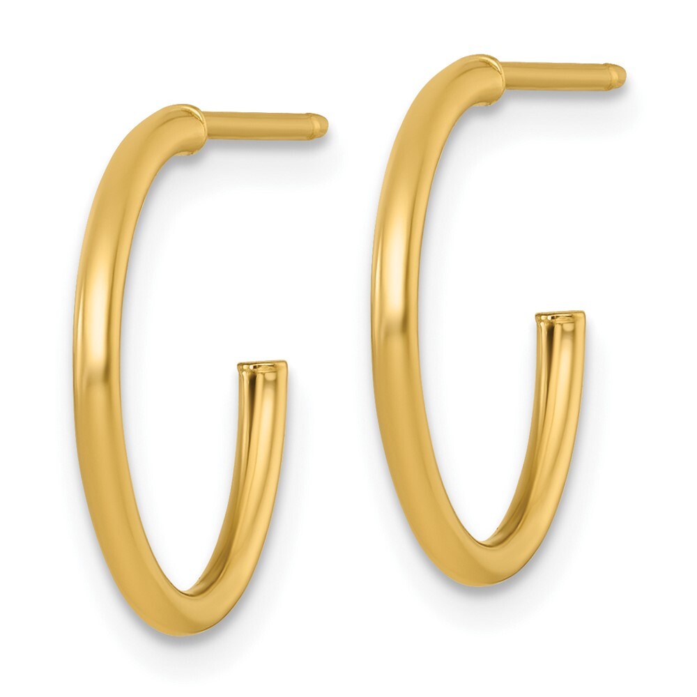 14k Yellow Gold Polished 1.5 x 16mm Solid C-Hoop Earrings Gift for Women