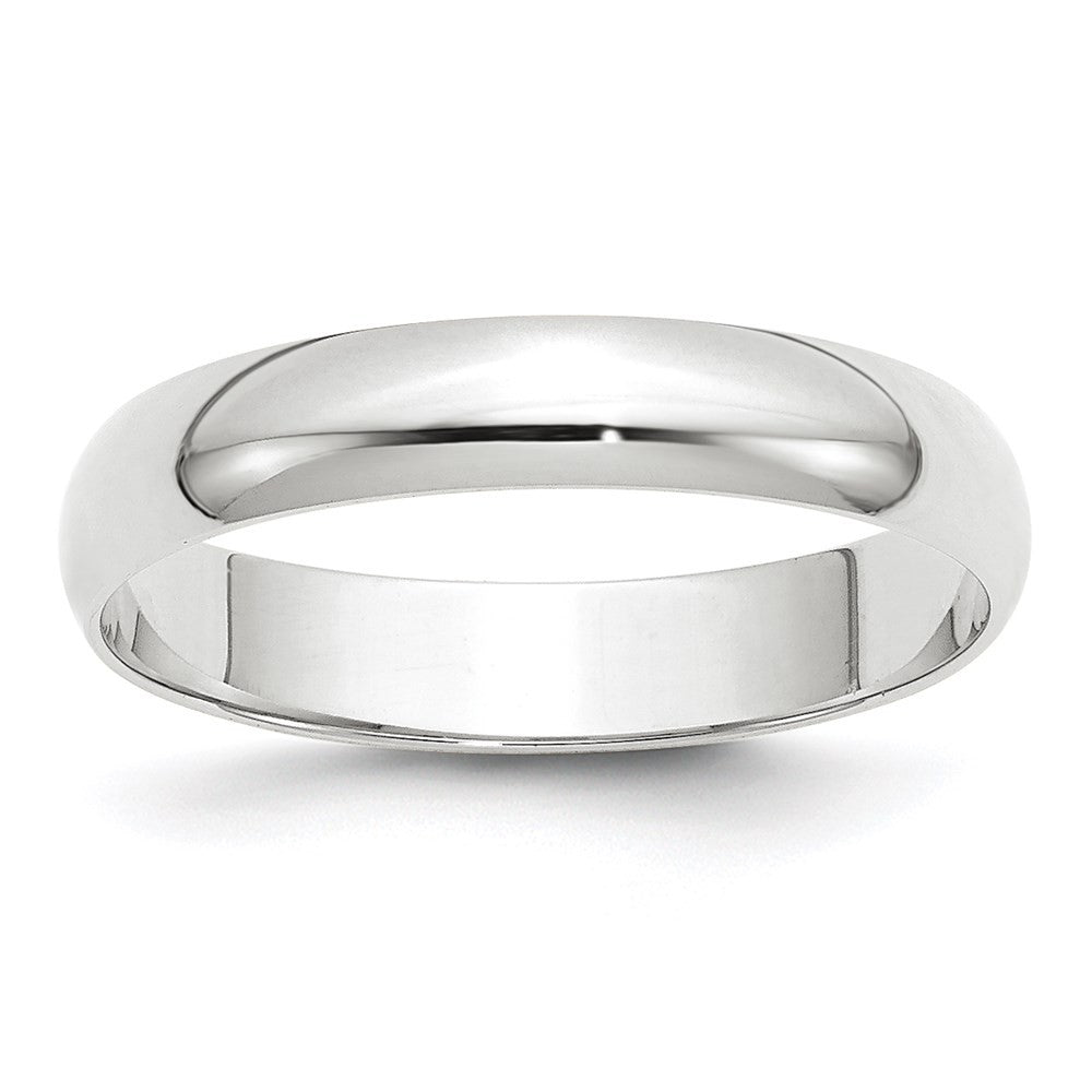 14k White Gold 4mm Lightweight Half Round Wedding Band Ring Size 8.5