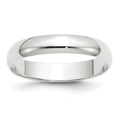 14k White Gold 4mm Lightweight Half Round Wedding Band Ring Size 8.5