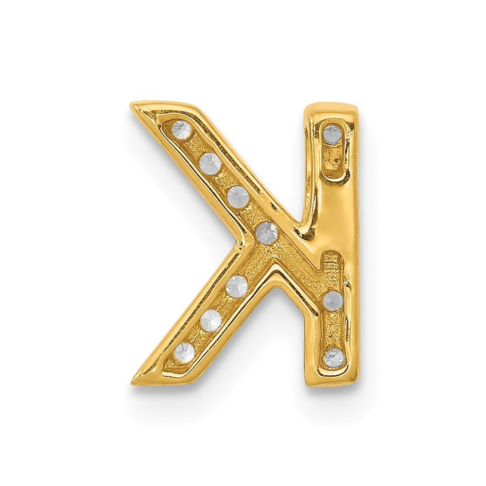14k Yellow Gold Diamond Letter K Initial Charm Pendant