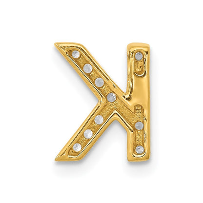 14k Yellow Gold Diamond Letter K Initial Charm Pendant