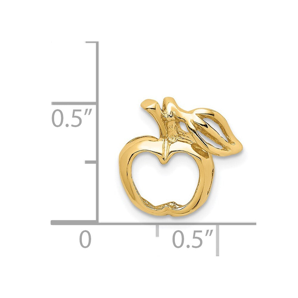 14k Yellow Gold Polished Cut-out Apple Chain Slide Pendant for Women