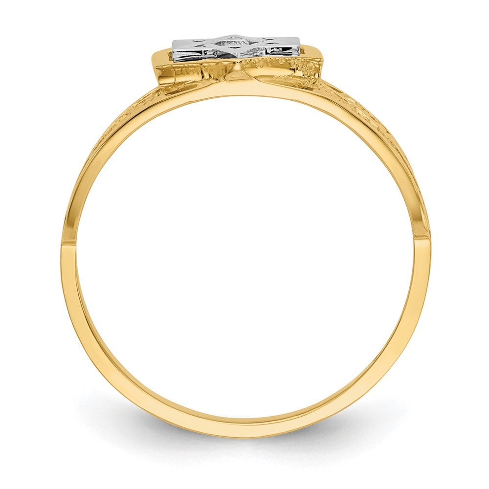 14K Two-tone Gold Polished Star of David Ring