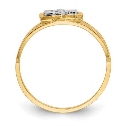 14K Two-tone Gold Polished Star of David Ring