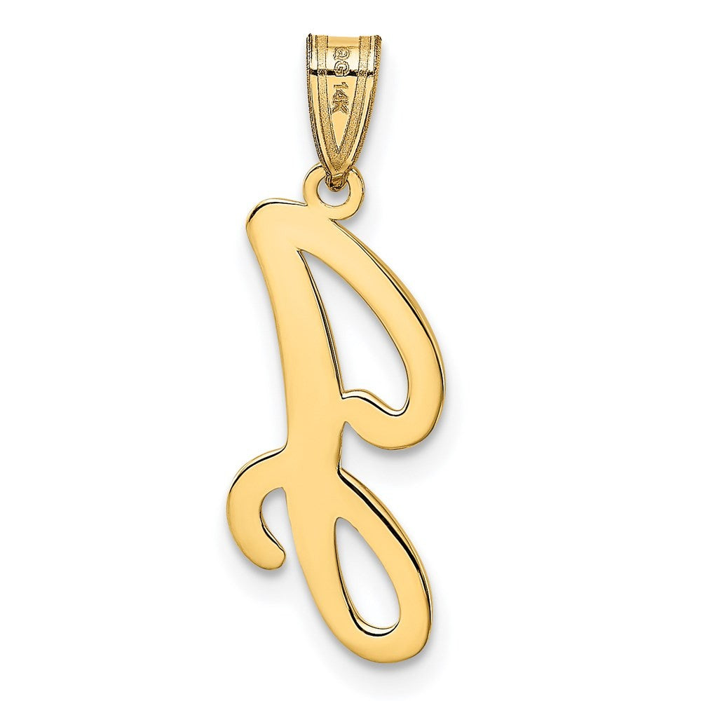 14k Yellow Gold Script Letter J Initial Pendant