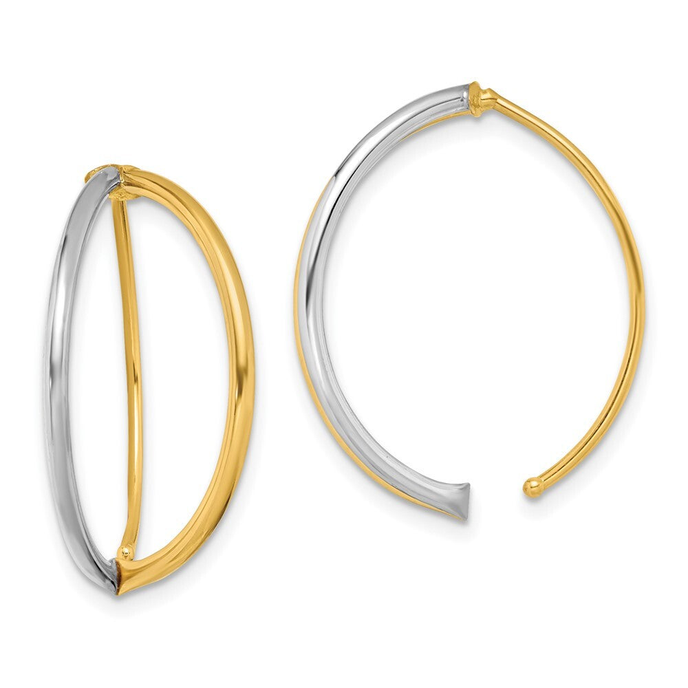 14k Yellow Gold Rhodium Dangle Threader Earrings
