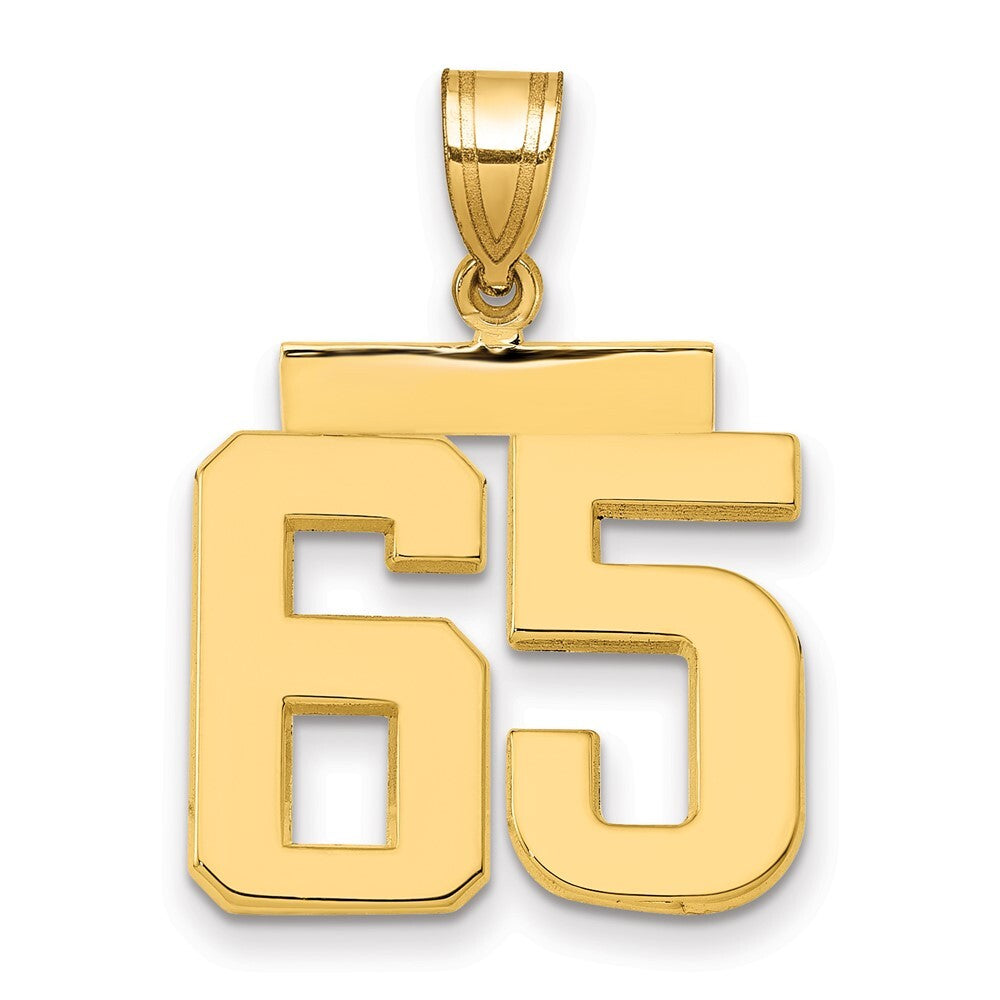14k Yellow Gold Medium Polished Number 65 Charm Pendant for Women