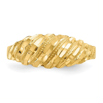 14K Yellow Gold Diamond-Cut Dome Ring