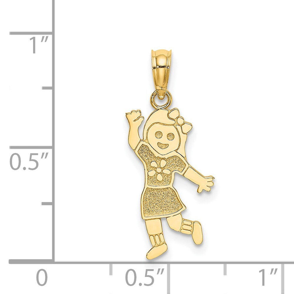14k Yellow Gold Girl Charm Pendant for Women