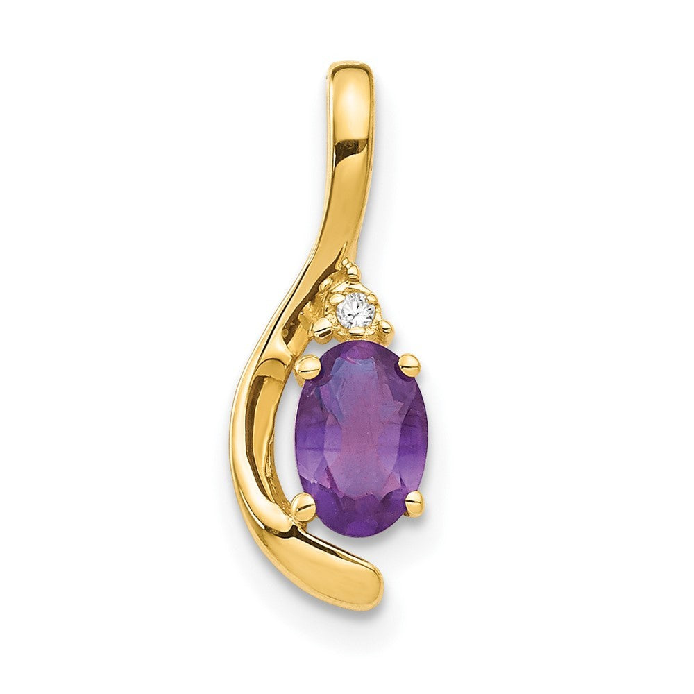 14k Yellow Gold Amethyst and Diamond Pendant