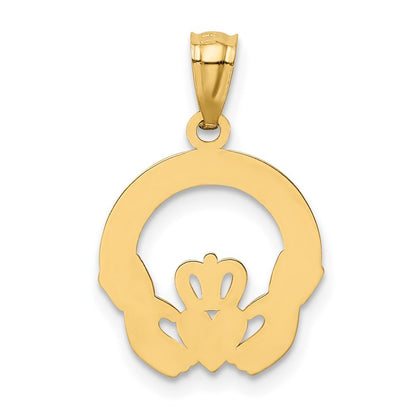 14k Yellow Gold Claddagh Charm Pendant