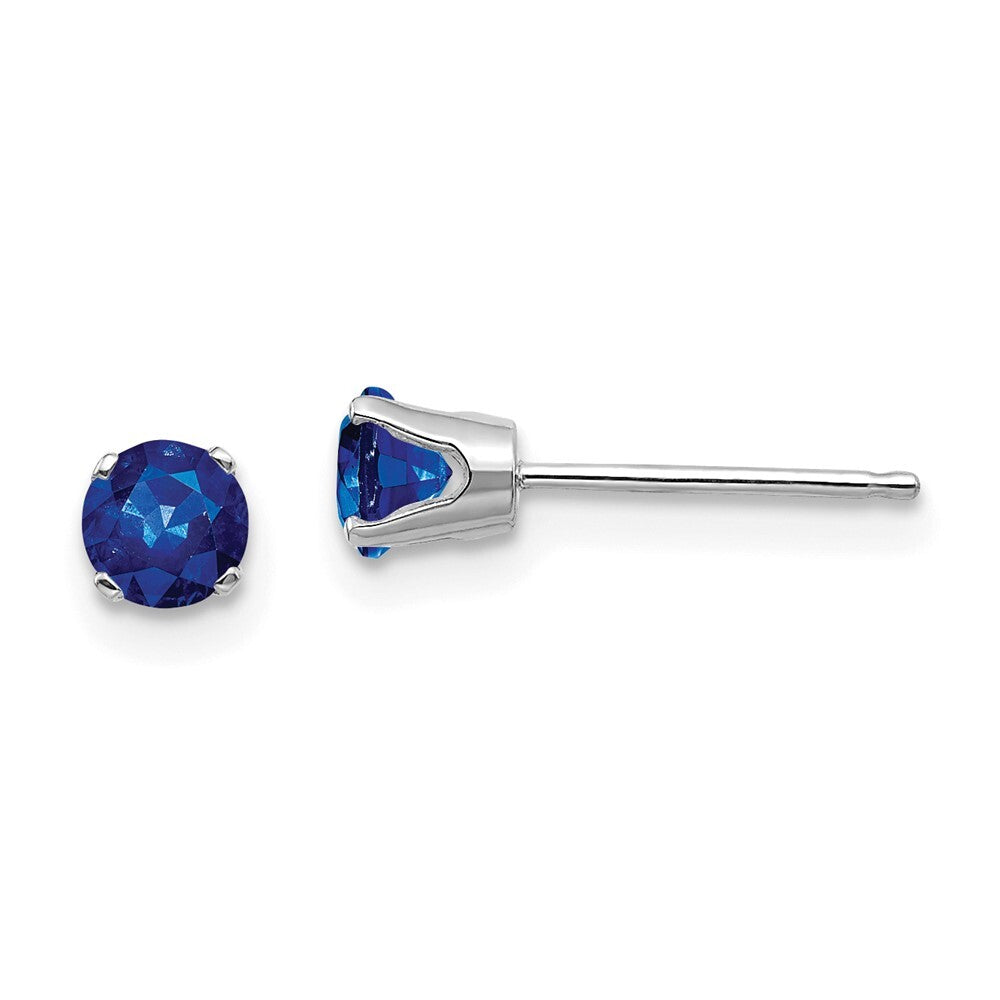14k White Gold 4mm Sapphire Stud Earrings Gift for Women