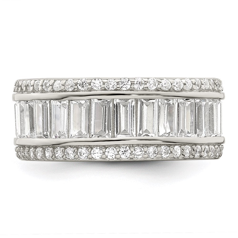 Sterling Silver Baguette & Round Cubic Zirconia Eternity Ring SZ 7
