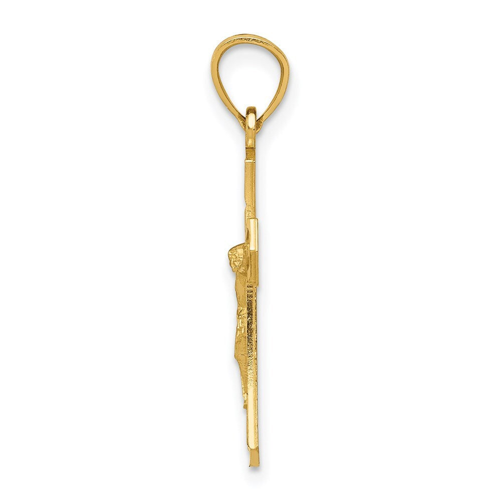 14k Yellow Gold Diamond-cut Crucifix Pendant