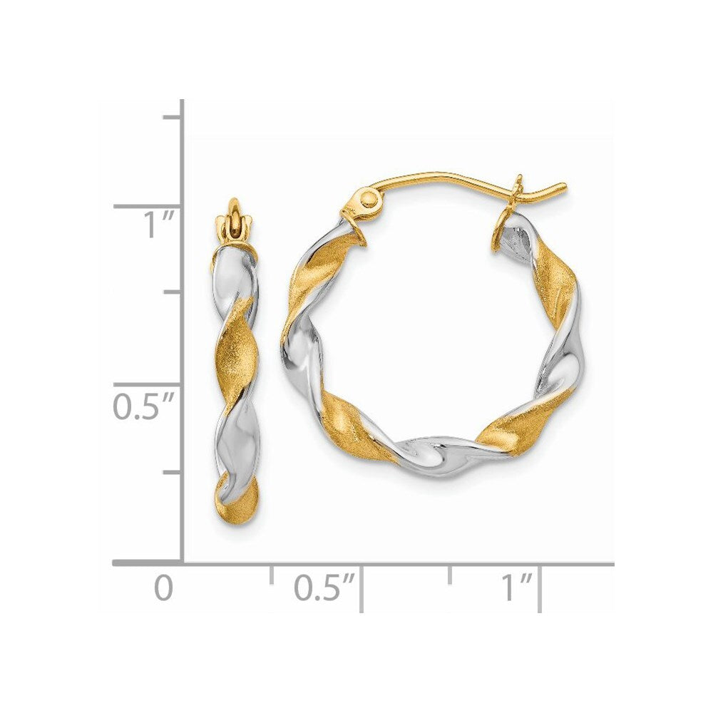 14K White Gold & Rhodium 2.0mm Twisted Hoop Earrings Gift for Women