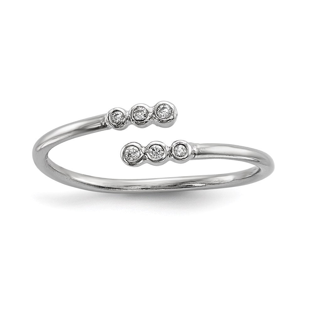 Sterling Silver Rhodium-plated Cubic Zirconia Adjustable Ring Size 7