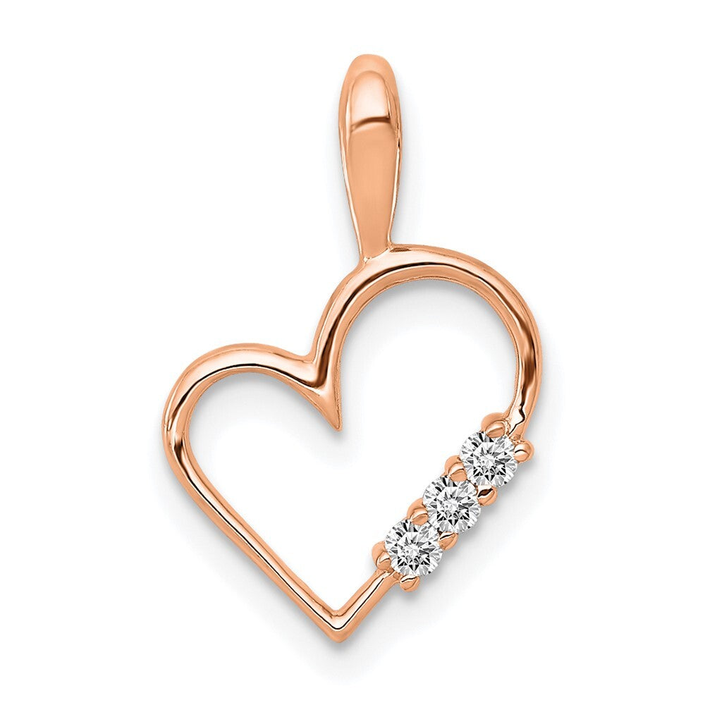 14k Rose Gold AA 1/20ct. Diamond Heart Pendant for Women