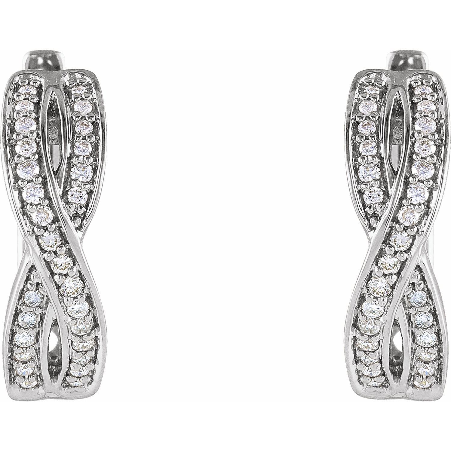 14k White Gold 1/5 CTW Natural Diamond Infinity-Inspired 15.8 mm Hoop Earrings