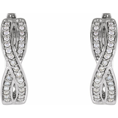 14k White Gold 1/5 CTW Natural Diamond Infinity-Inspired 15.8 mm Hoop Earrings