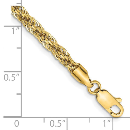 14k Yellow Gold 7 inch 3.3mm Diamond-cut Semi Solid Chain Bracelet