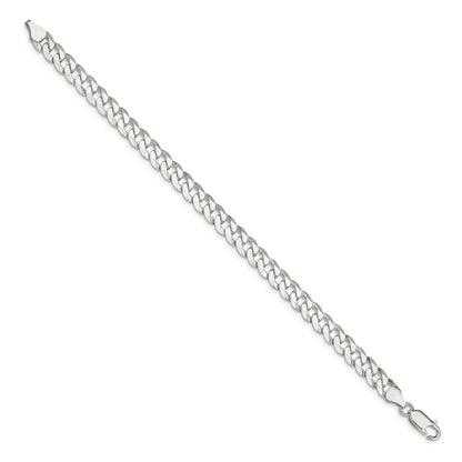 Sterling Silver 7mm Beveled Curb Chain Bracelet