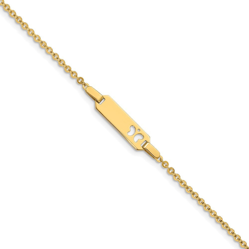 14k Yellow Gold  Cut-out Butterfly 18x5mm Plate 6" Baby/Child ID Bracelet