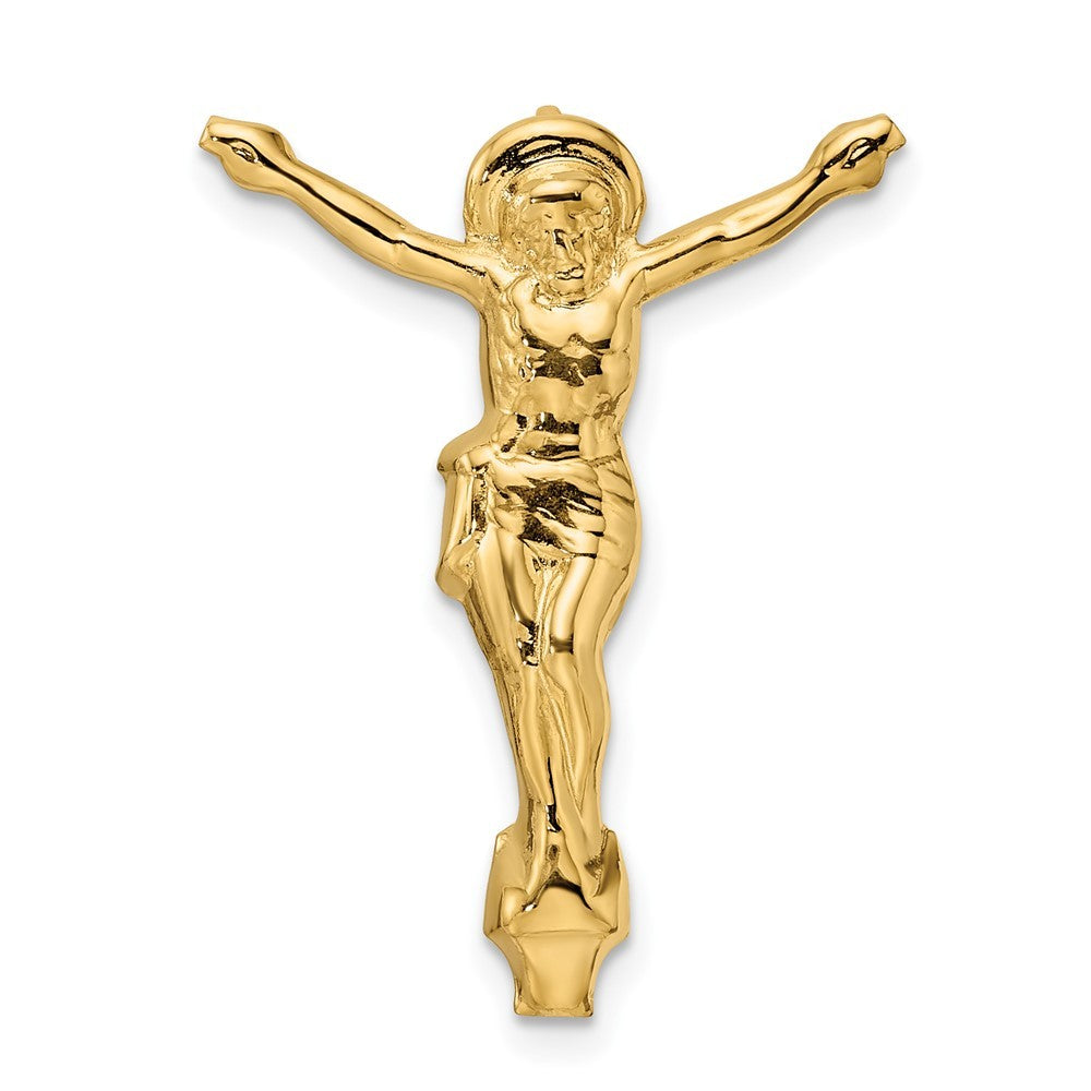 14k Yellow Gold Polished Solid Risen Christ Chain Slide