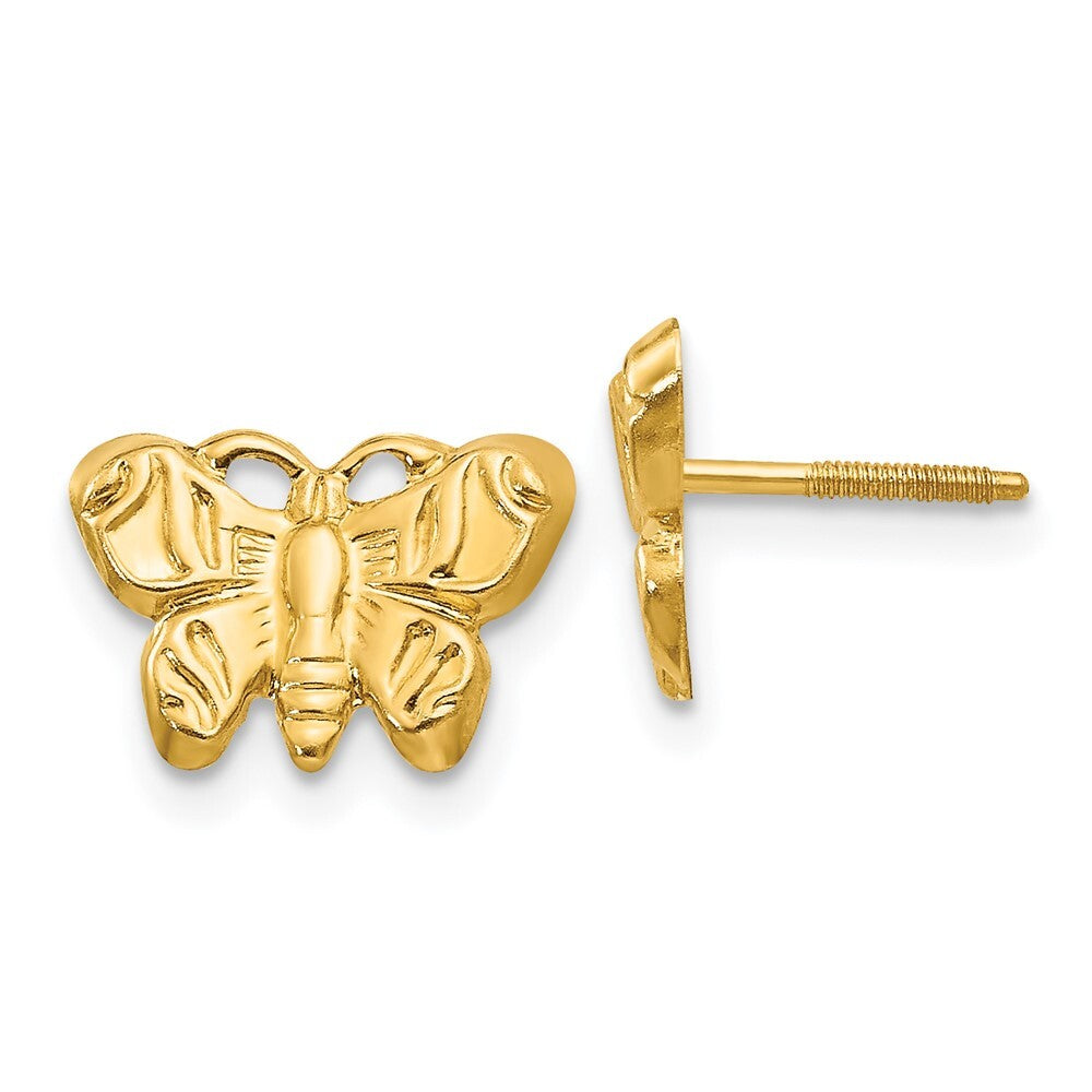 14k Yellow Gold Butterfly Stud Earrings