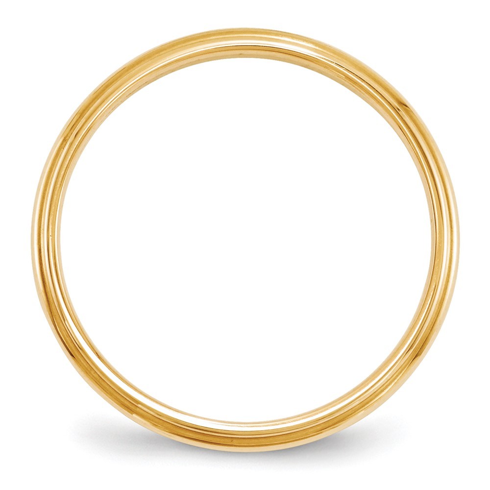 14k Yellow Gold 2.5mm Half Round with Edge Wedding Band Ring Size 6