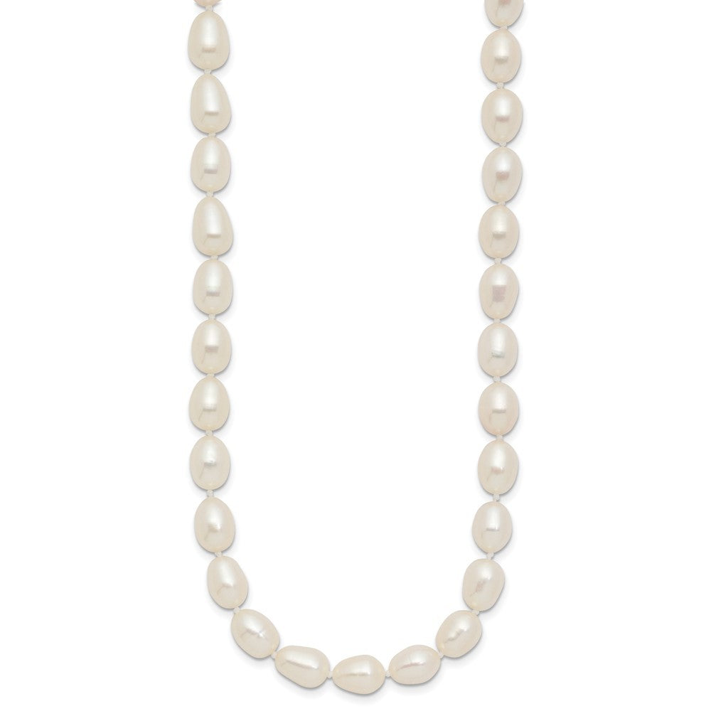 14k Yellow Gold 7-8mm White Rice Freshwater Cultured Pearl 20 inch Necklace