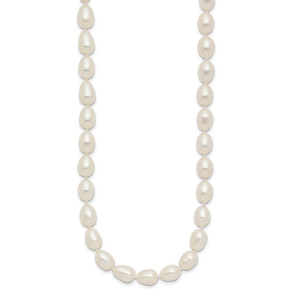 14k Yellow Gold 7-8mm White Rice Freshwater Cultured Pearl 20 inch Necklace