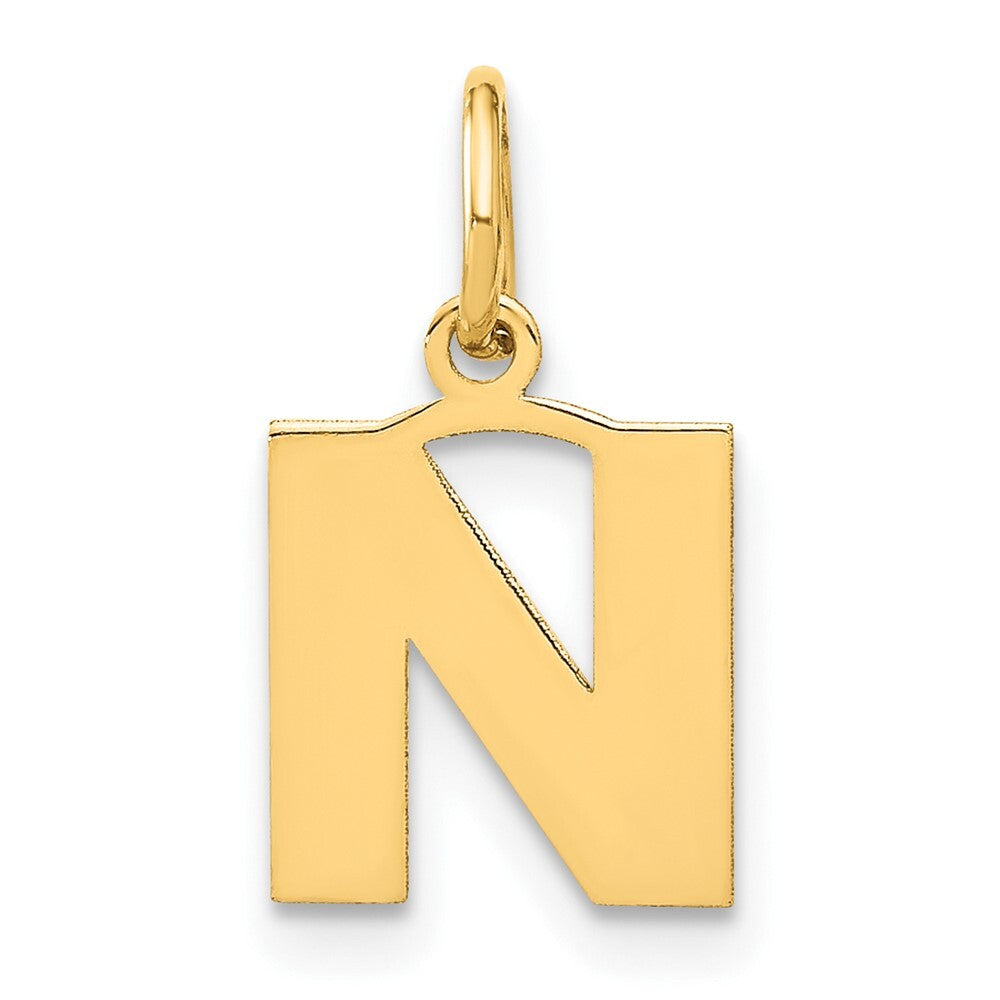 14k Yellow Gold Letter N Initial Pendant for Women